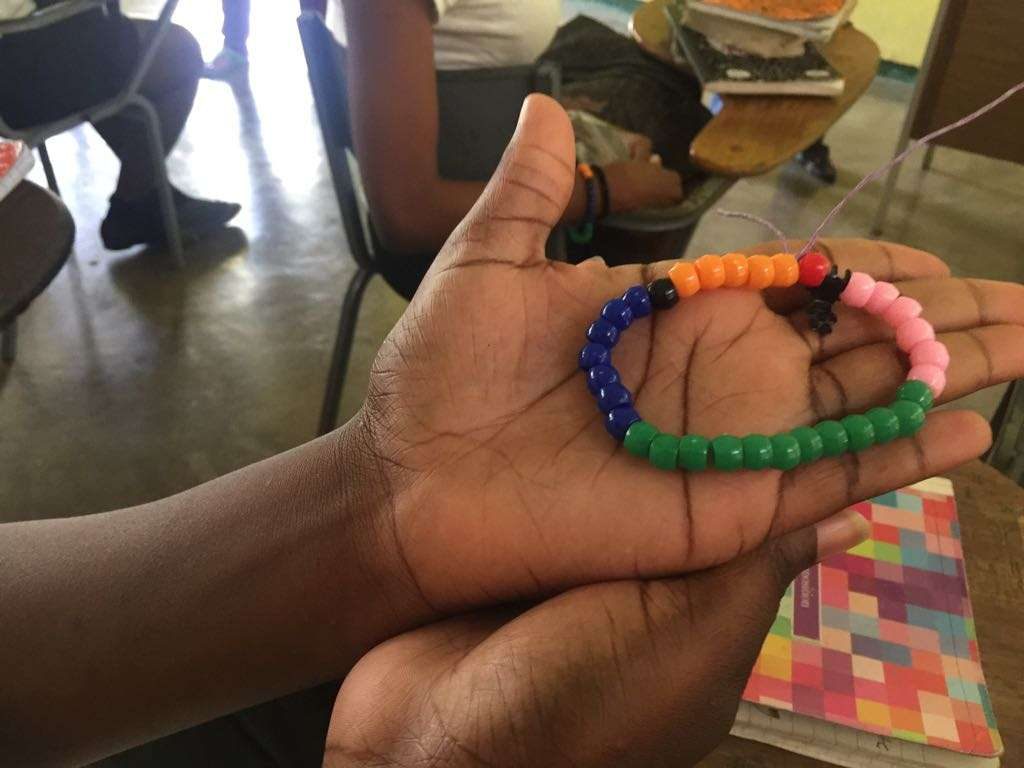 This student aligned her beads correctly